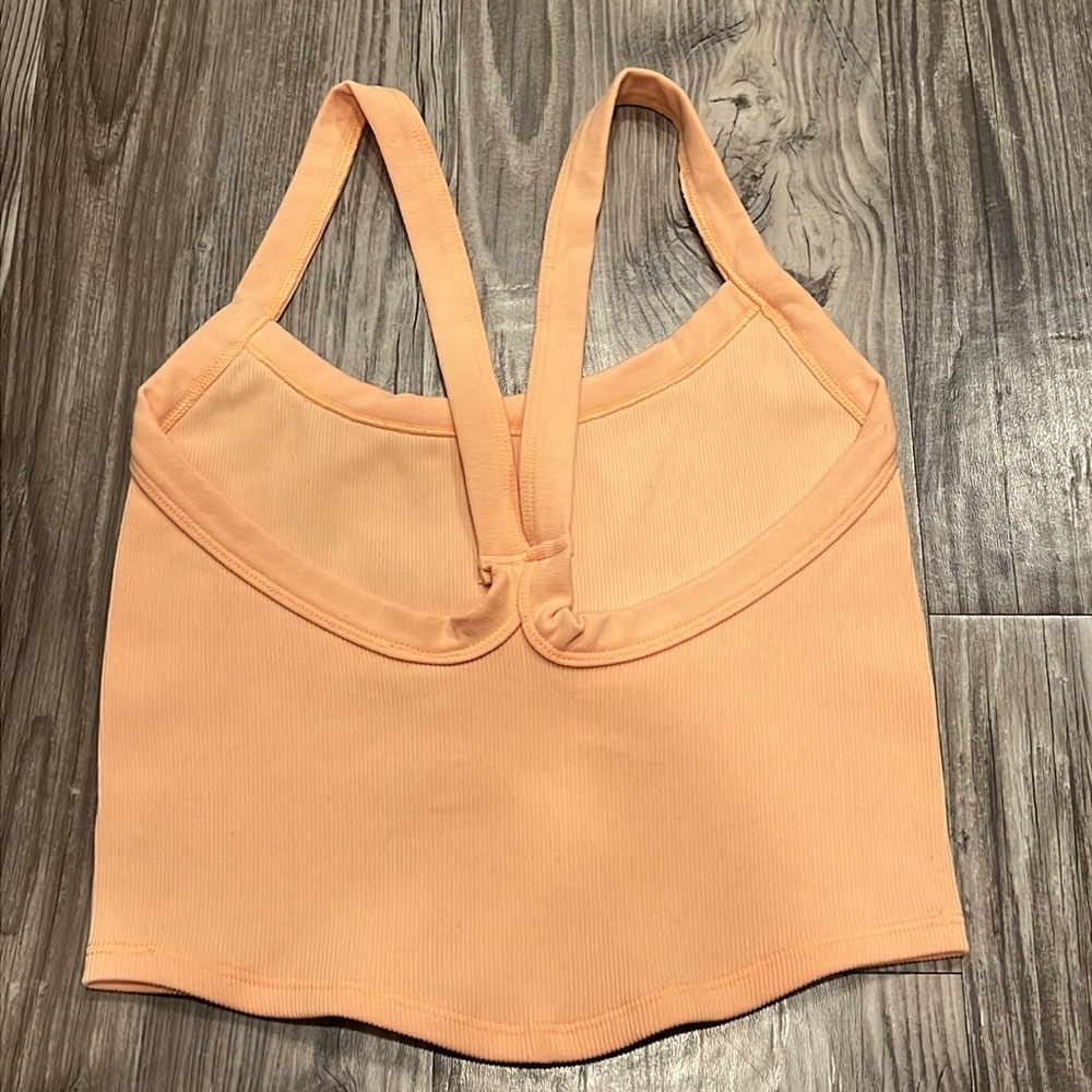 Free People Movement All Clear Solid Cami Size M/L Ribbed Orange - Picture 2 of 7
